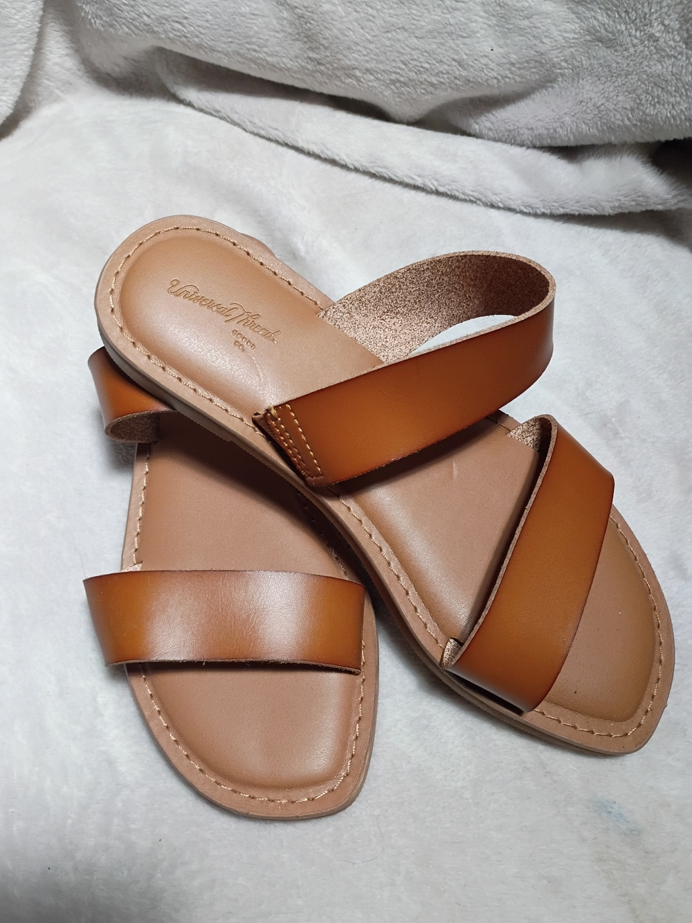 Universal Thread Tan Double-Strap Slide Sandals